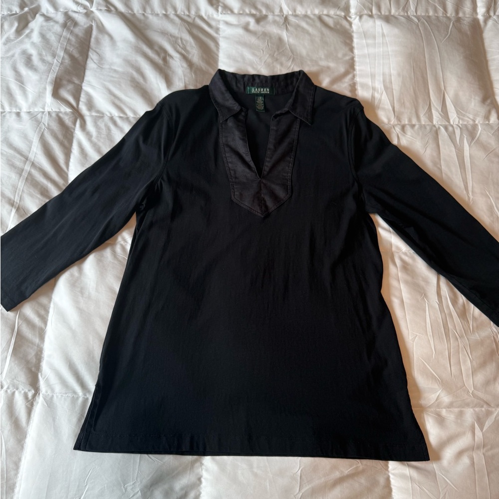 Ralph Lauren Black Fitted Polo Blouse